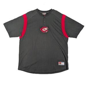 Nike Mens XL Black Cincinnati Reds MLB Baseball Henley Shirt Genuine NWT Tee Y2K
